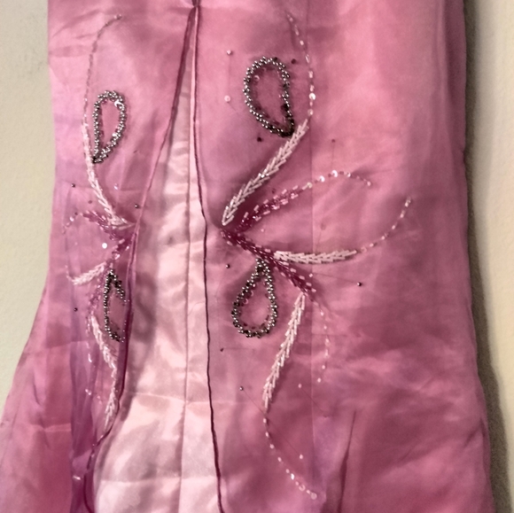 MANNY OCAMPO Pink ombre tiered strapless dress sequin floral prom wedding formal - Picture 6 of 9